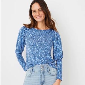 Ann Taylor Petite Floral Blouson High Cuff Top